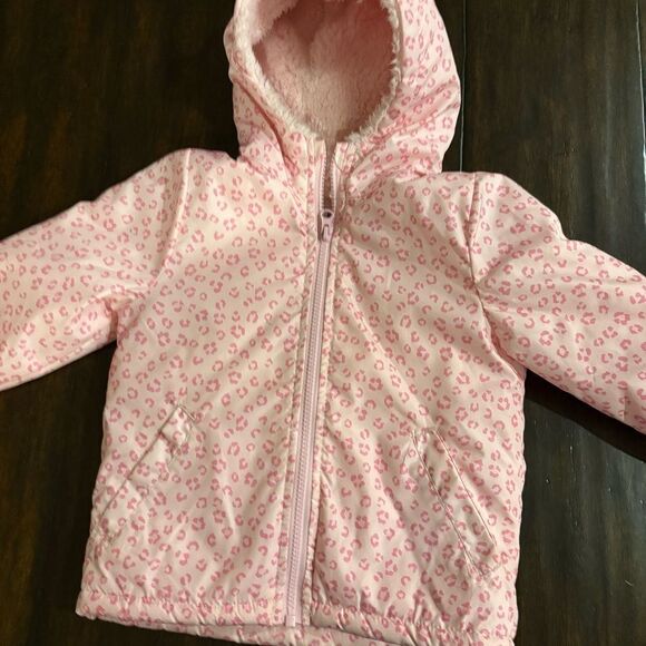 Girls 3T Pink Leopard Print Hooded Jacket - Picture 1 of 9